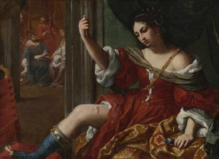 Elisabetta Sirani Portia wounding her thigh France oil painting art